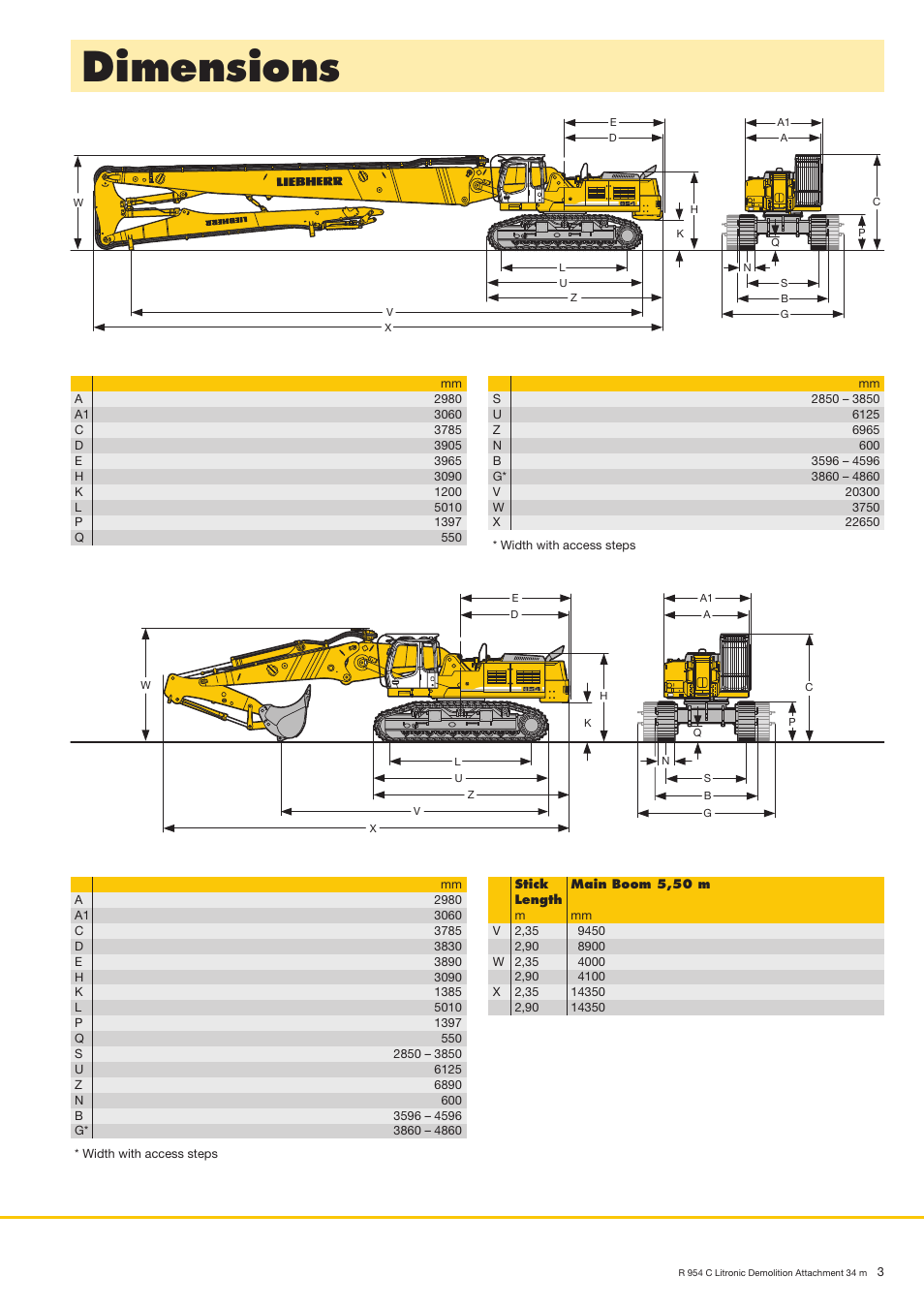 Dimensions | Liebherr R 954 C Litronic Demolition User Manual | Page 3 / 8