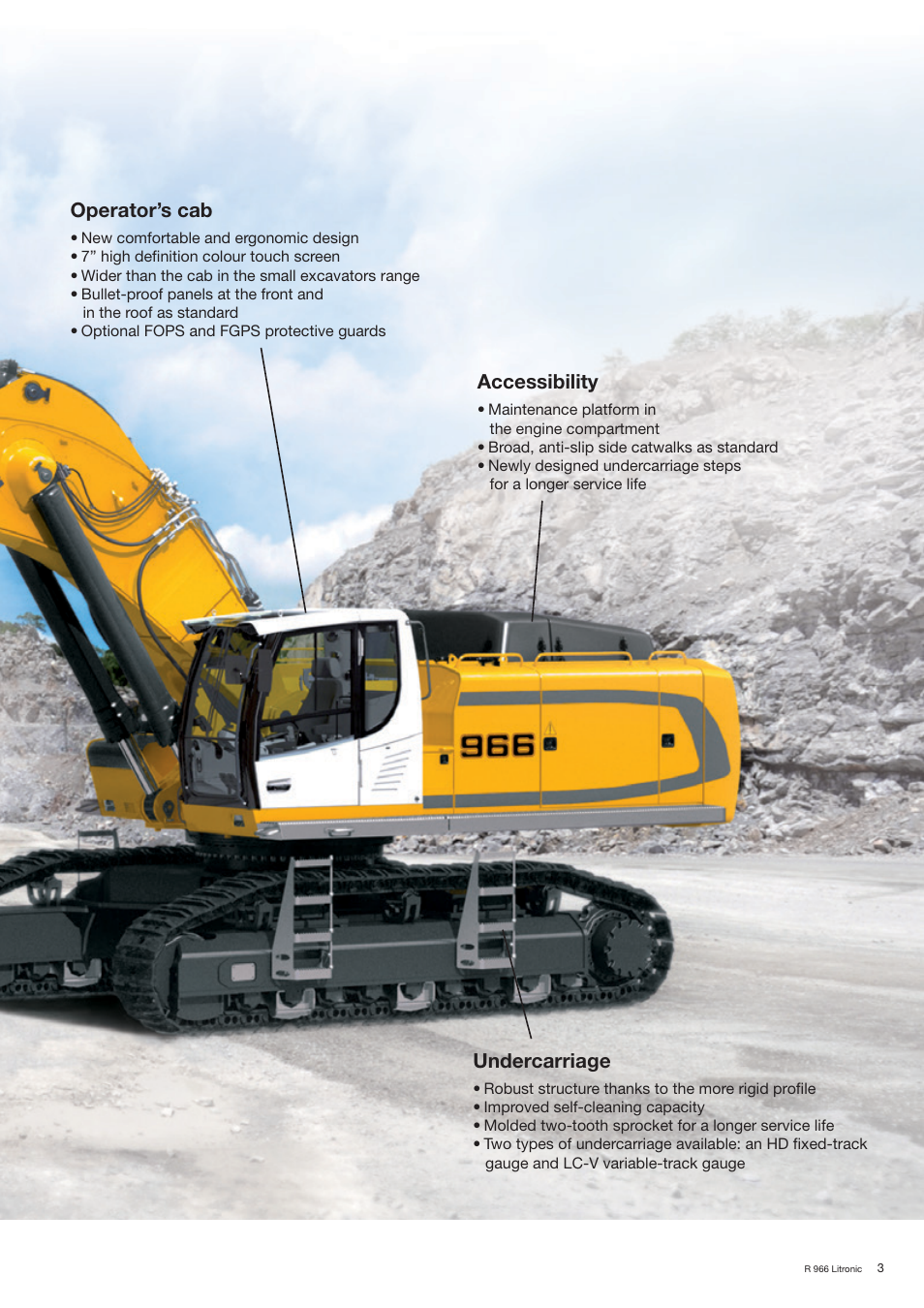 Accessibility, Operator’s cab, Undercarriage | Liebherr R 966 User Manual | Page 3 / 24