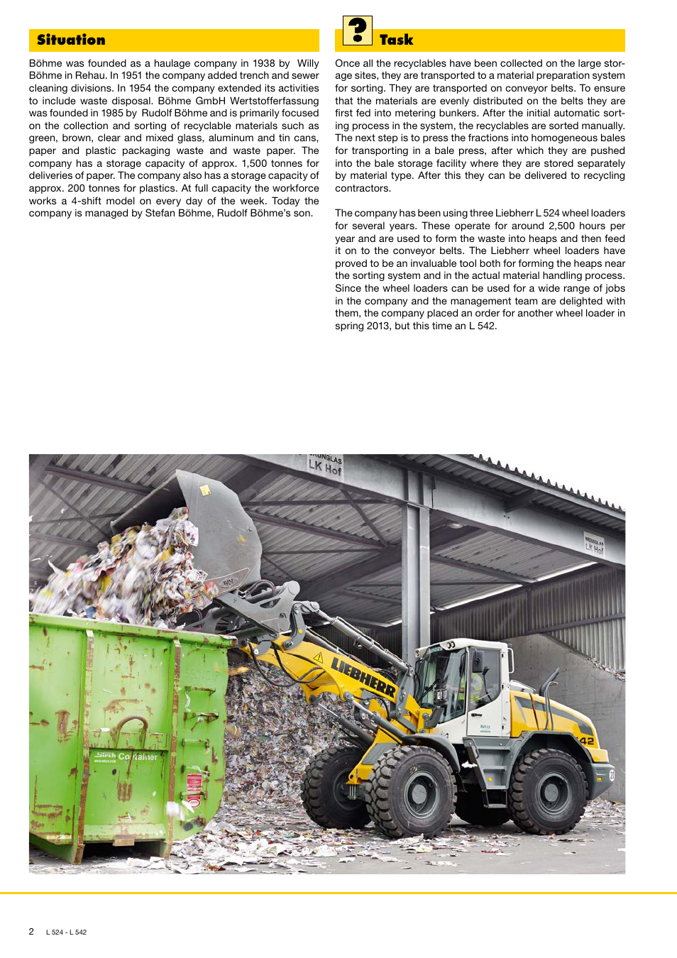 Situation, Task | Liebherr L 542 User Manual | Page 2 / 4