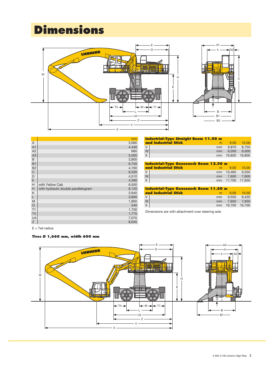 Dimensions | Liebherr A 954 C HD Litronic High Rise Material Handler User Manual | Page 3 / 14