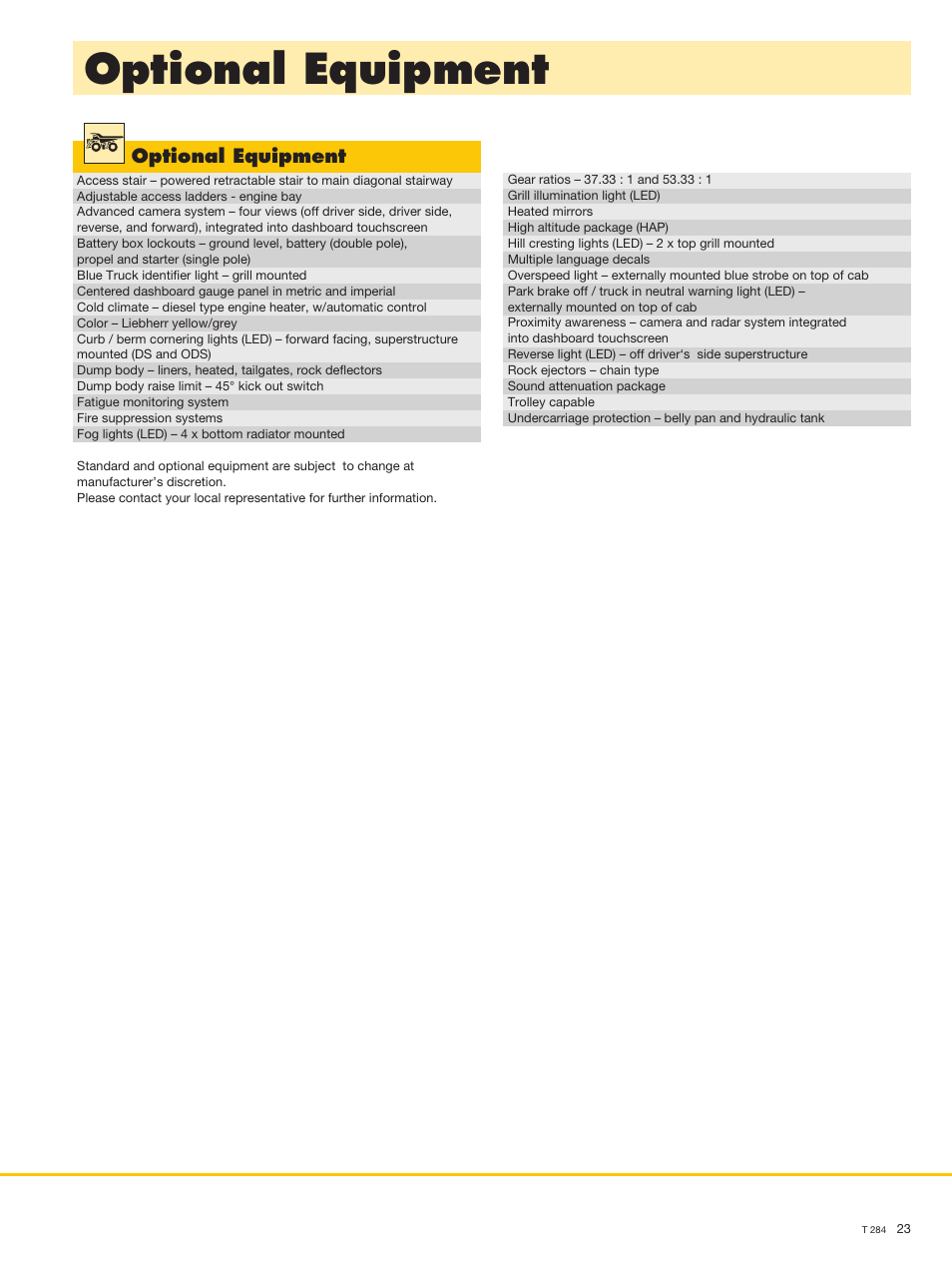 Optional equipment | Liebherr T 284 User Manual | Page 23 / 24