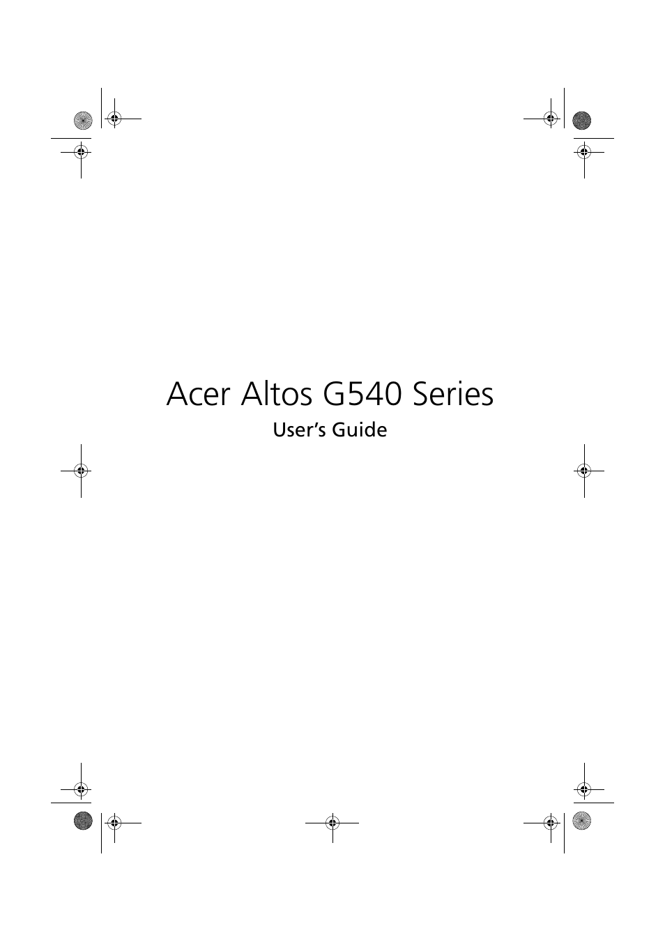 Acer Altos G540 Series User Manual | 146 pages