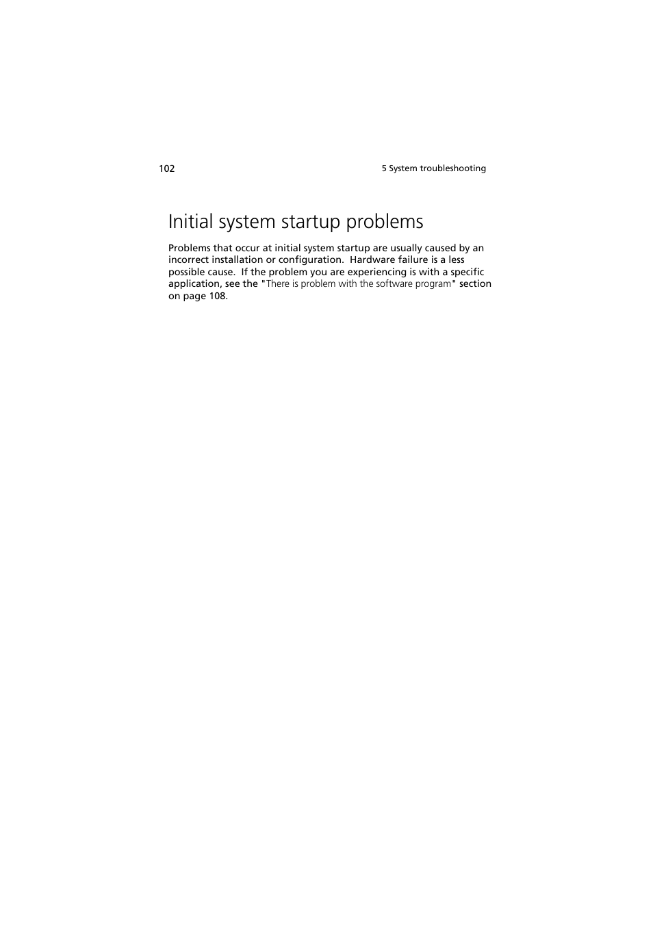 Initial system startup problems | Acer Altos G540 Series User Manual | Page 112 / 146