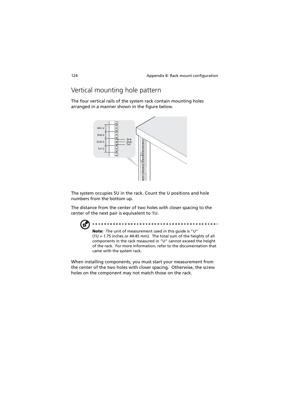 Vertical mounting hole pattern | Acer Altos G540 Series User Manual | Page 134 / 146
