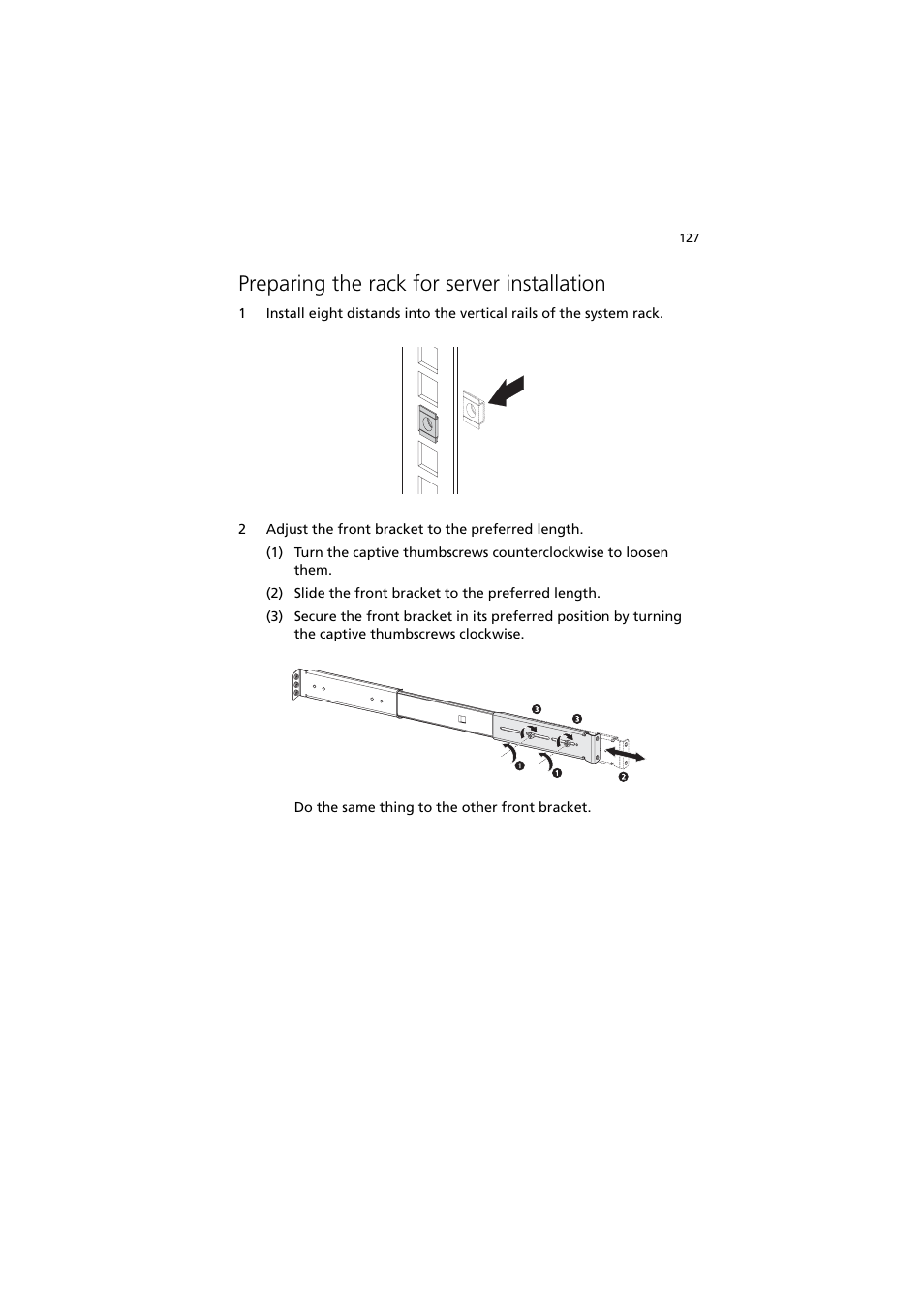 Preparing the rack for server installation | Acer Altos G540 Series User Manual | Page 137 / 146
