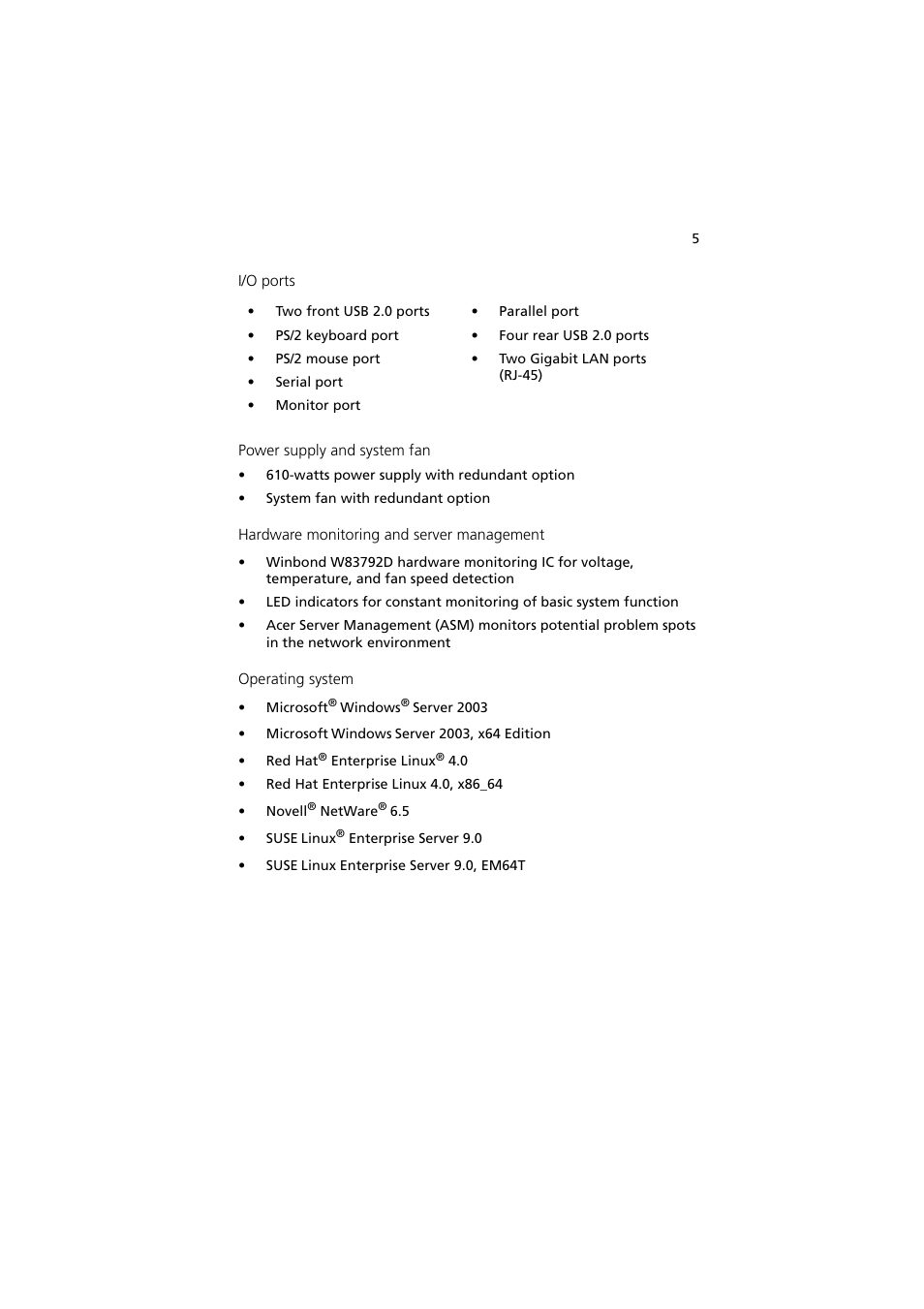 Acer Altos G540 Series User Manual | Page 15 / 146