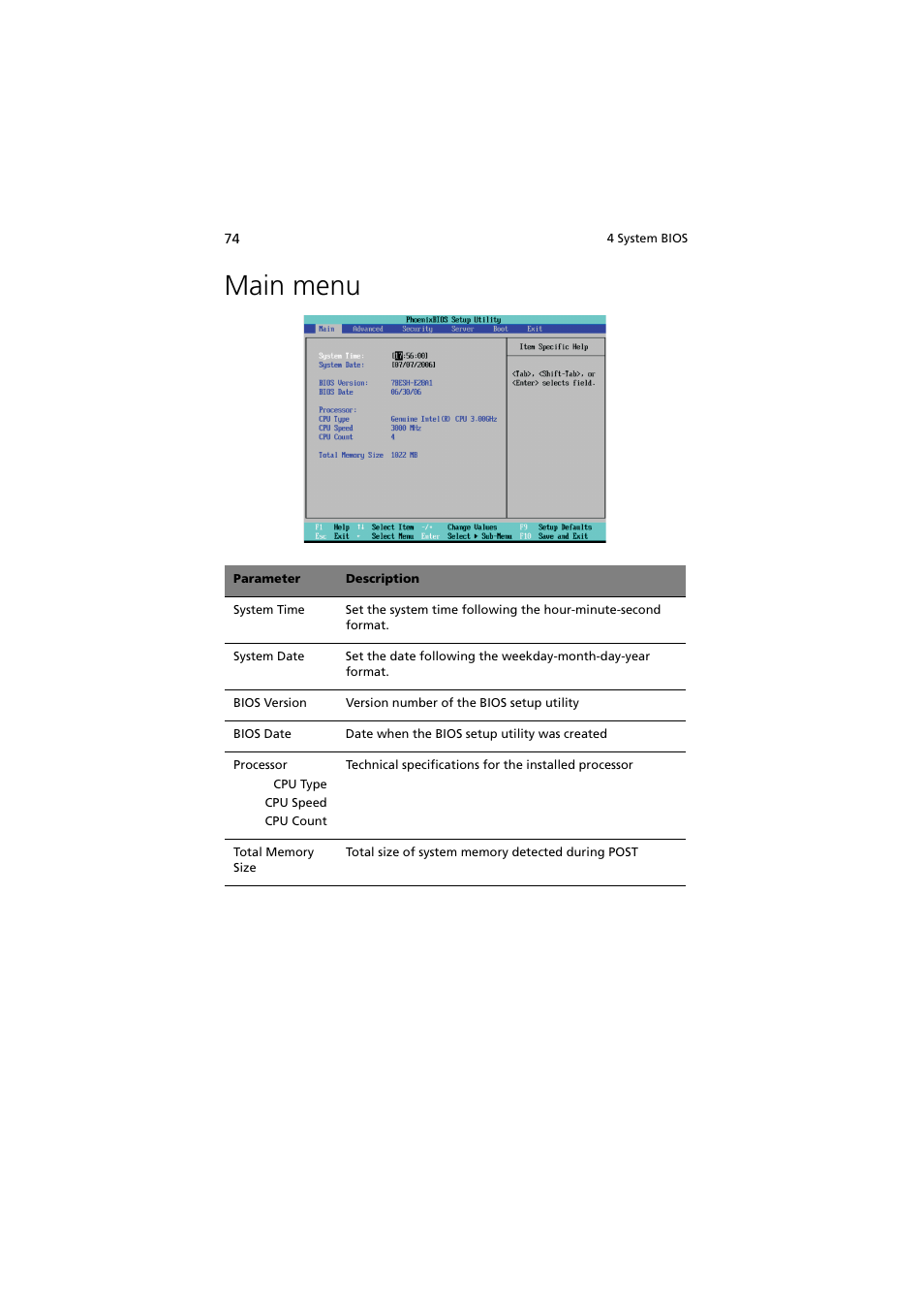 Main menu | Acer Altos G540 Series User Manual | Page 84 / 146