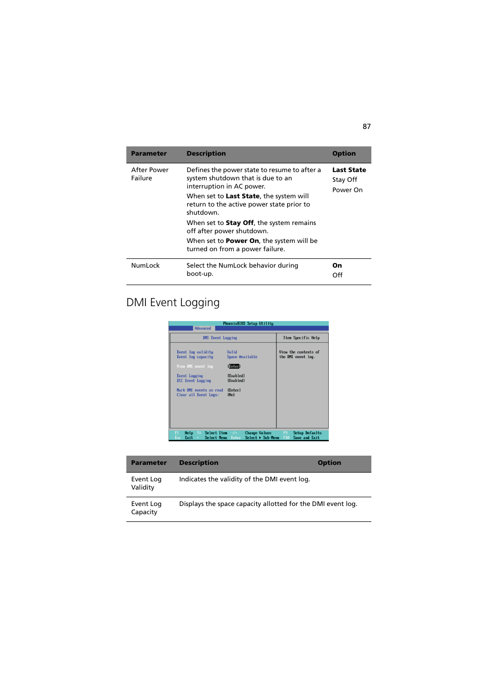 Dmi event logging | Acer Altos G540 Series User Manual | Page 97 / 146