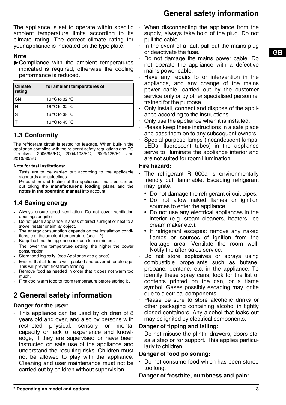 3conformity, 4saving energy, 2general safety information | 2 general safety information, General safety information | Liebherr UIK 1550 Premium User Manual | Page 3 / 14
