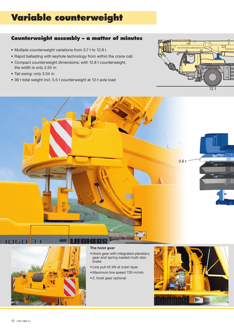 Variable counterweight, Counterweight assembly – a matter of minutes | Liebherr LTM 1060-3.1 User Manual | Page 12 / 16