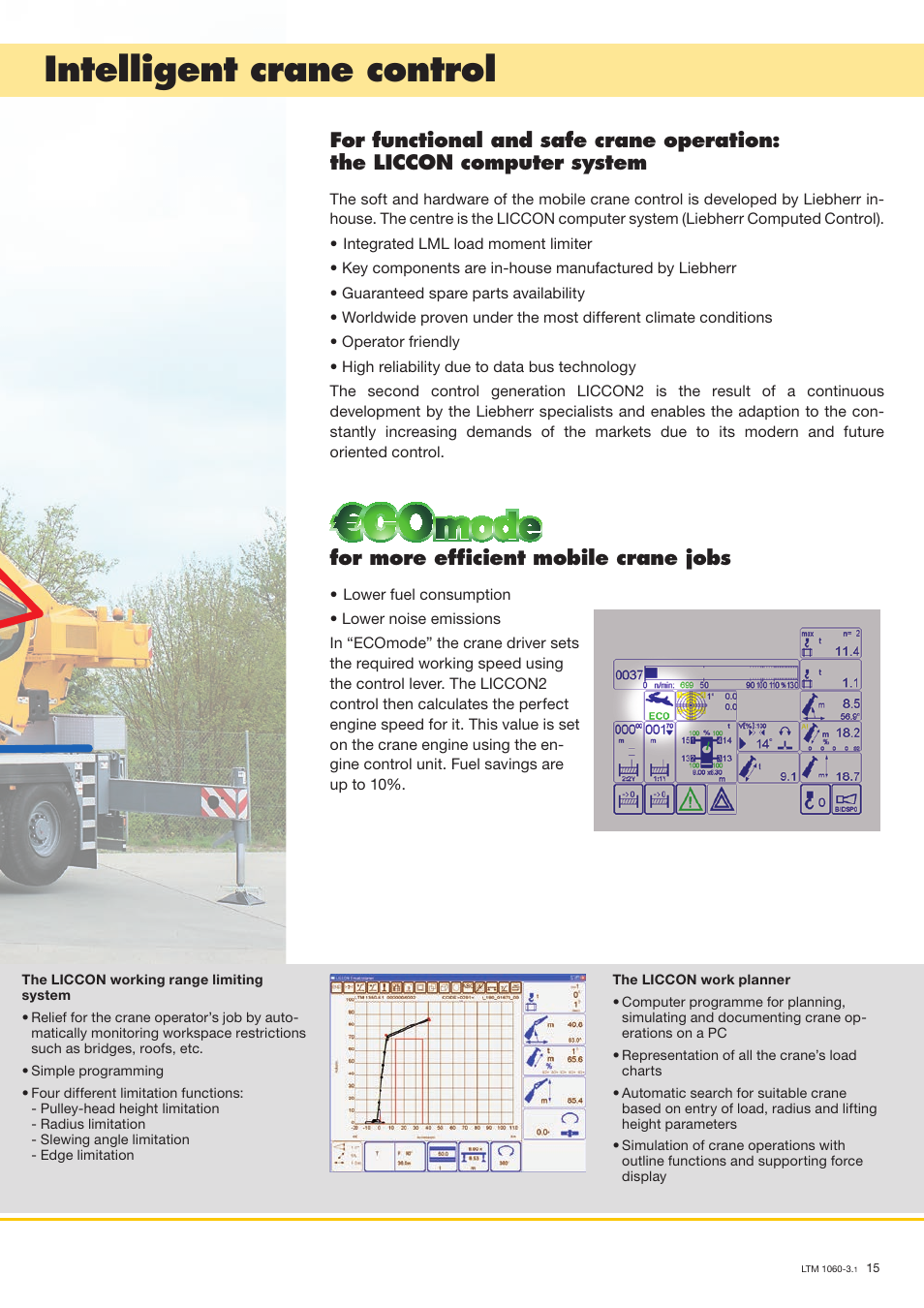Intelligent crane control, For more efficient mobile crane jobs | Liebherr LTM 1060-3.1 User Manual | Page 15 / 16