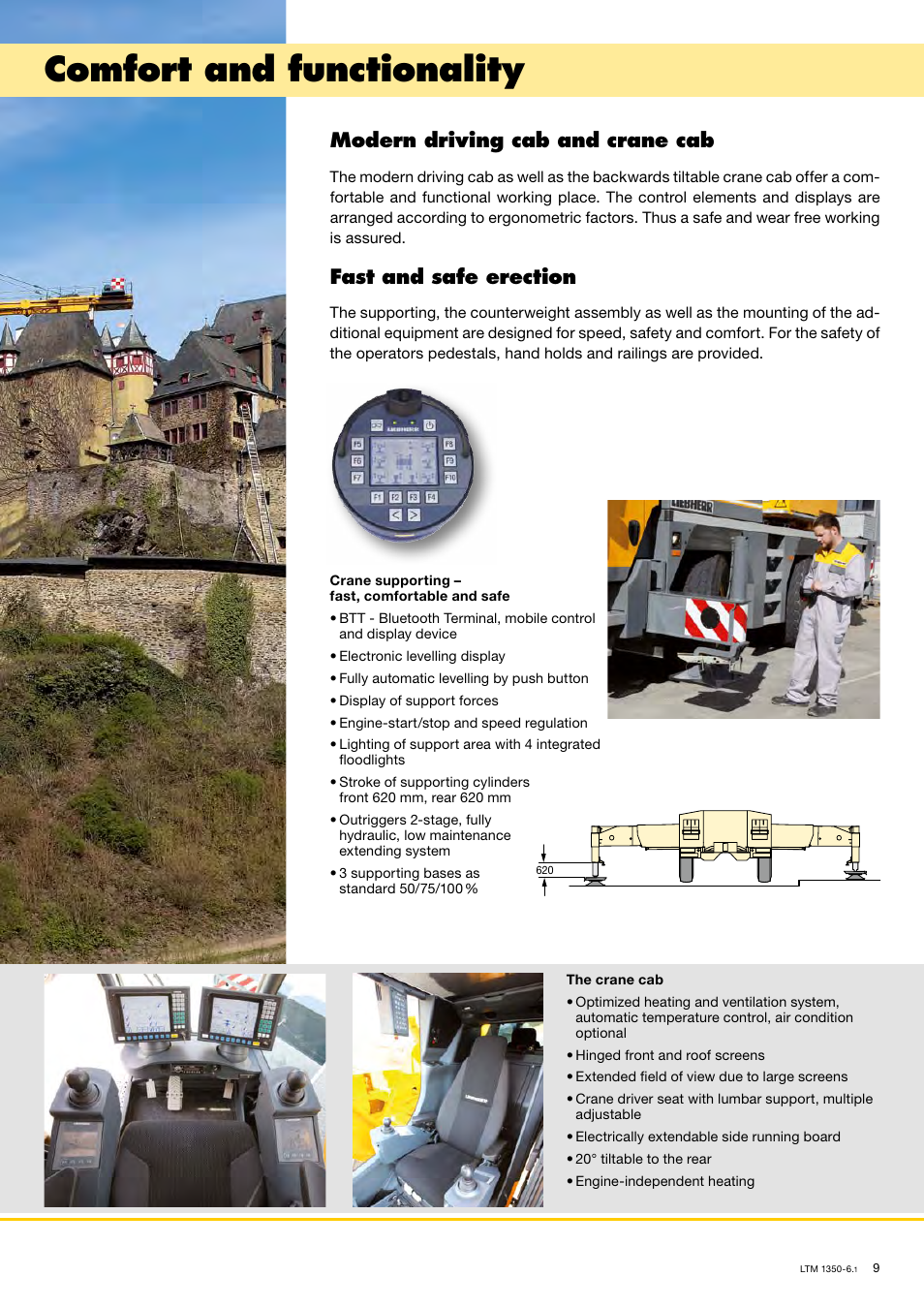 Comfort and functionality, Modern driving cab and crane cab, Fast and safe erection | Liebherr LTM 1350-6.1 User Manual | Page 9 / 18