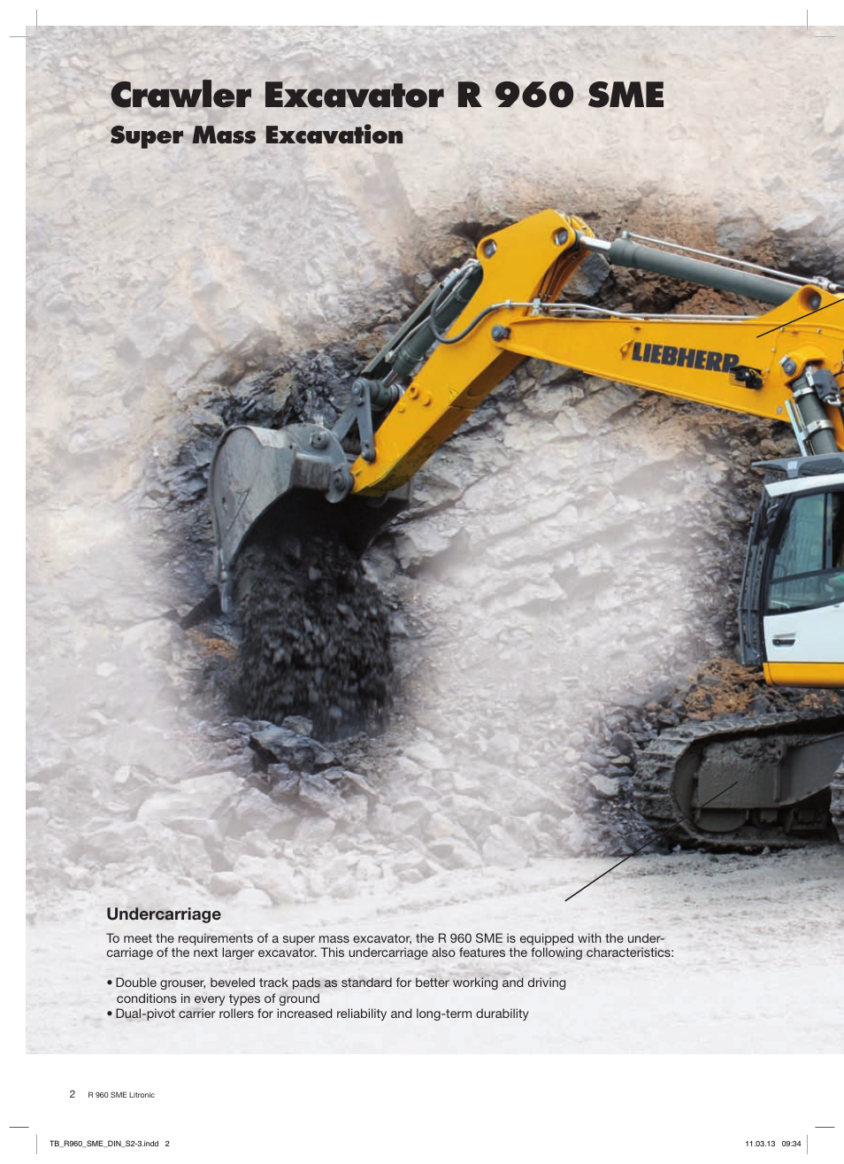 Crawler excavator r 960 sme, Super mass excavation | Liebherr R 960 SME User Manual | Page 2 / 12