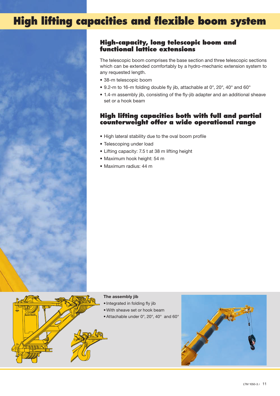 High lifting capacities and flexible boom system | Liebherr LTM 1050-3.1 User Manual | Page 11 / 16