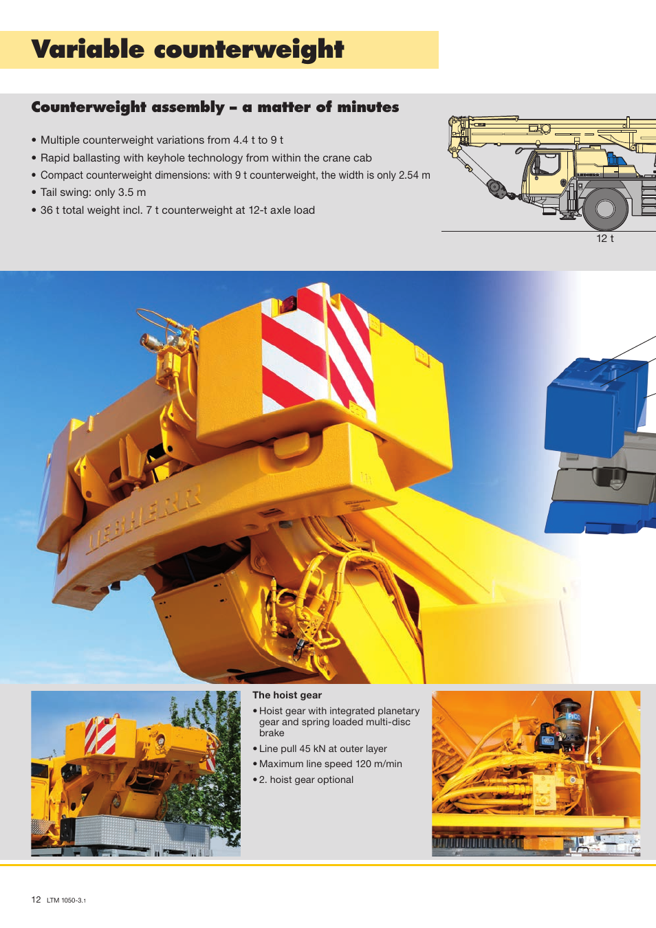 Variable counterweight, Counterweight assembly – a matter of minutes | Liebherr LTM 1050-3.1 User Manual | Page 12 / 16