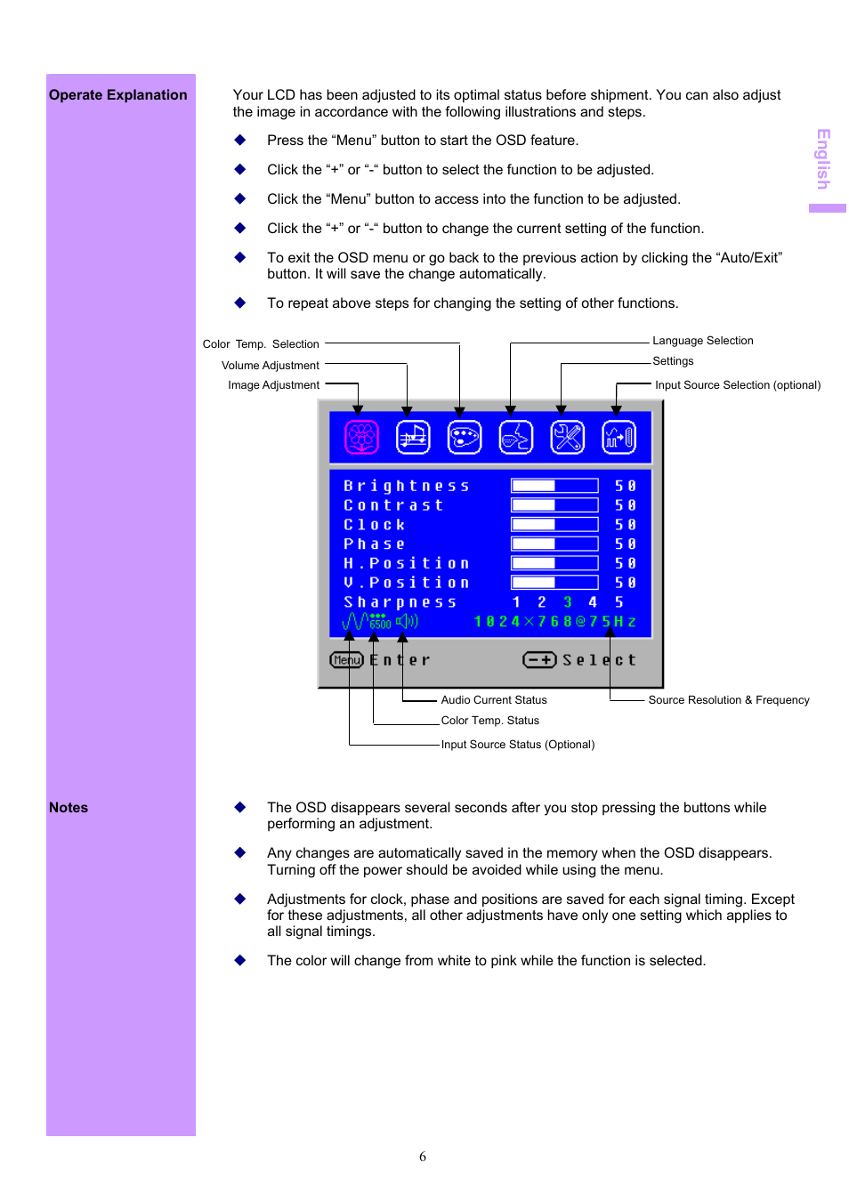 V-position | Acer AL1703 User Manual | Page 6 / 9