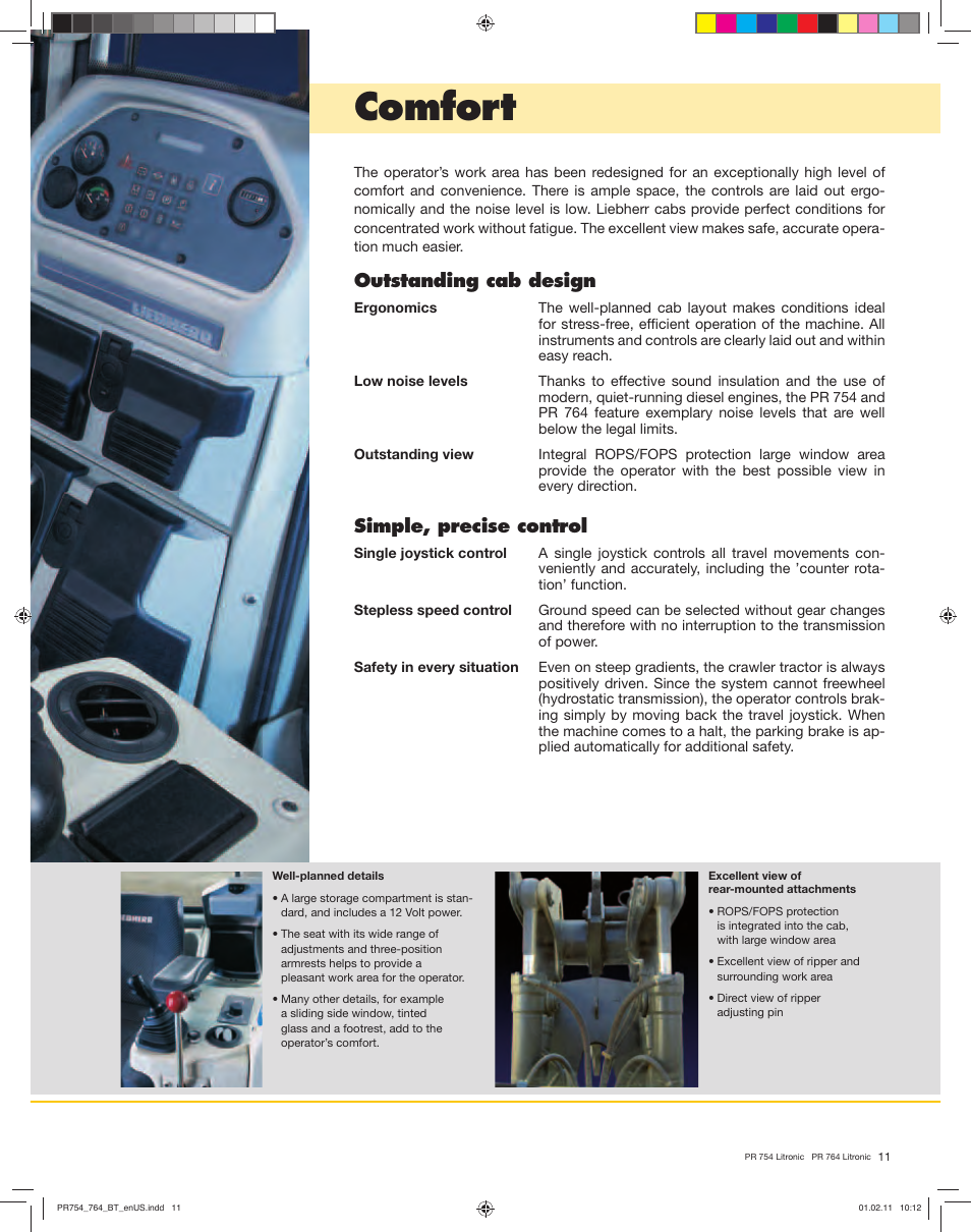 Comfort, Outstanding cab design, Simple, precise control | Liebherr PR 754 Litronic User Manual | Page 11 / 18