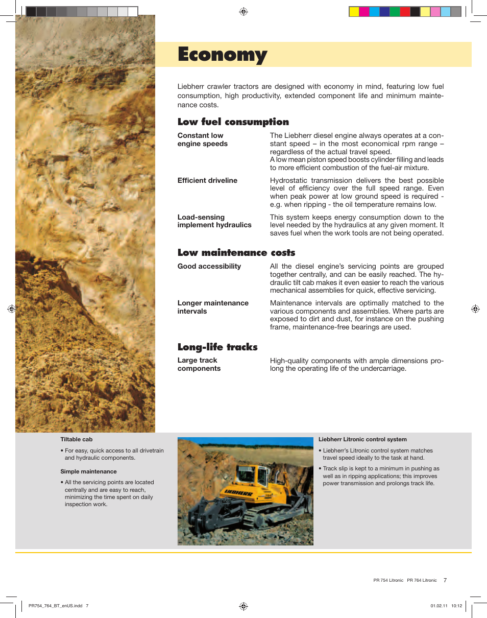 Economy, Low fuel consumption, Low maintenance costs | Long-life tracks | Liebherr PR 754 Litronic User Manual | Page 7 / 18