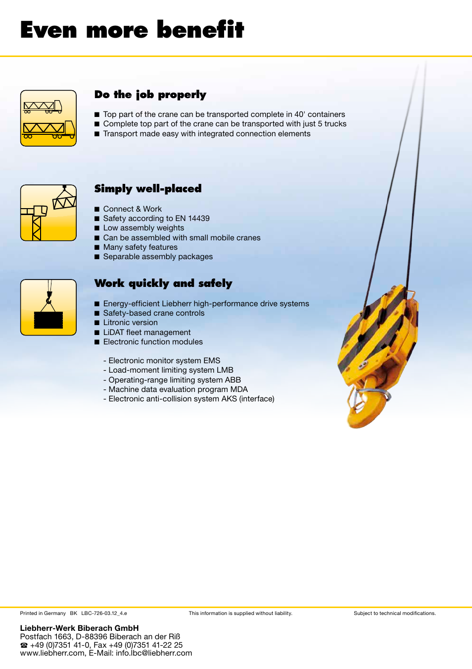 Towers for all applications, Even more benefit, 45 m | Liebherr 380 EC-B 16 Litronic User Manual | Page 4 / 4