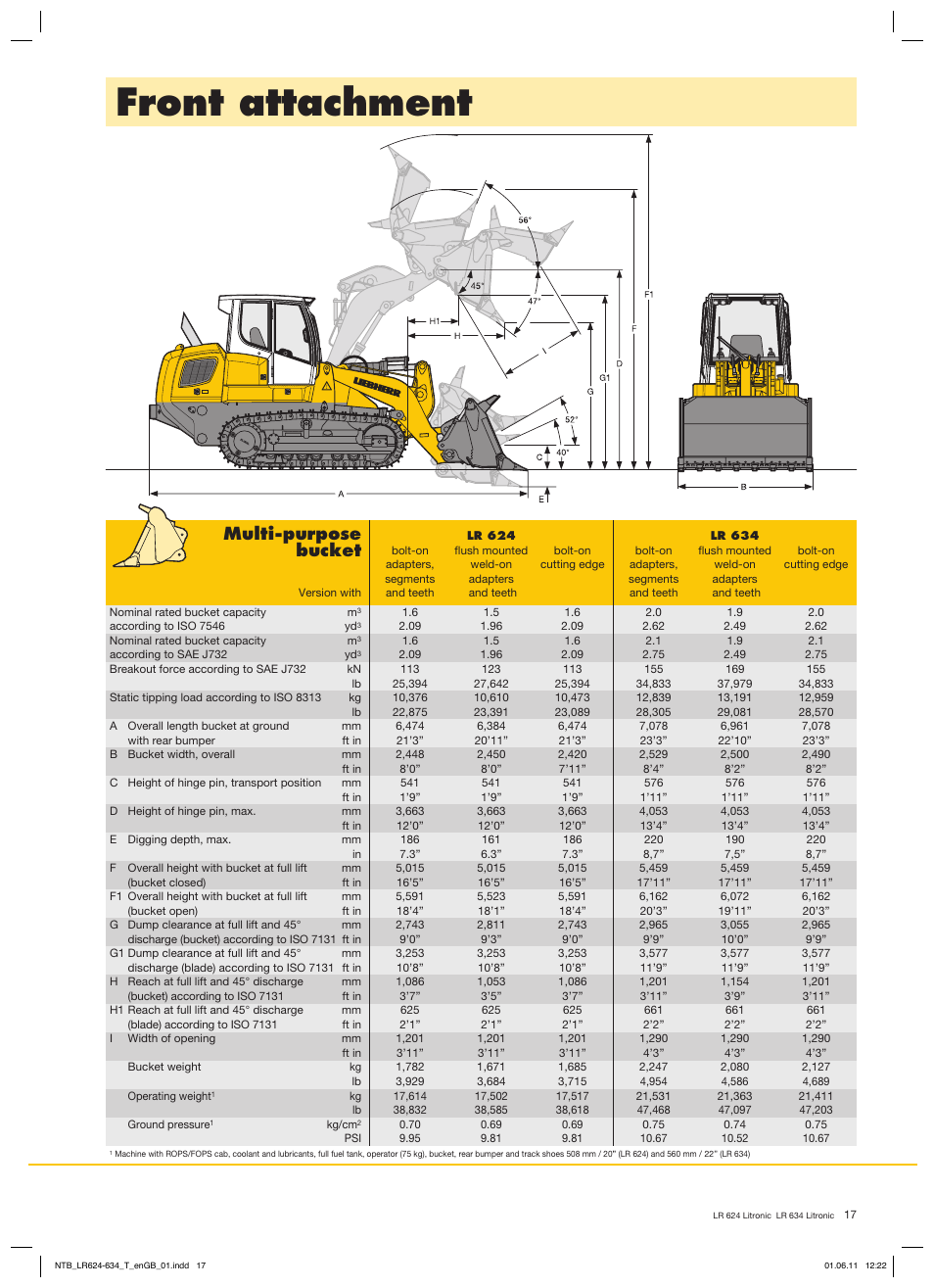 Front attachment, Multi-purpose, Bucket | Liebherr LR 634 Litronic User Manual | Page 17 / 20