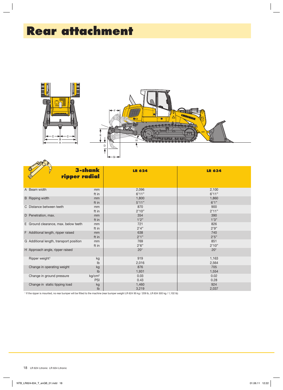 Rear attachment, Shank, Ripper radial | Liebherr LR 634 Litronic User Manual | Page 18 / 20