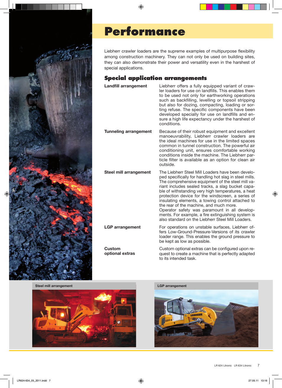 Performance, Special application arrangements | Liebherr LR 634 Litronic User Manual | Page 7 / 20