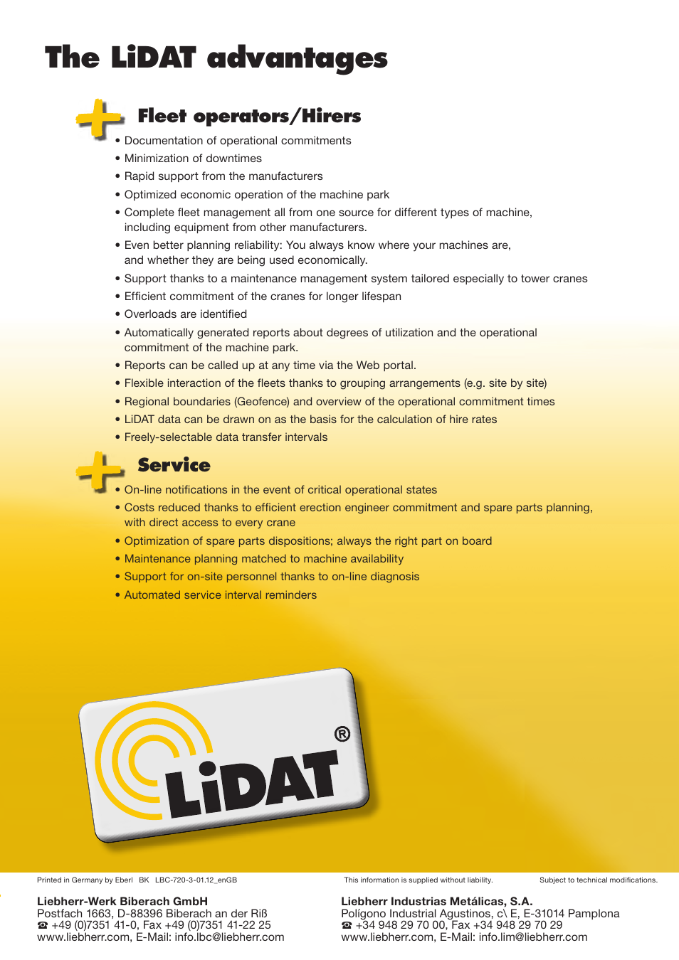 Lidat, The lidat advantages machine data acquisition | Liebherr 120 K-1 User Manual | Page 4 / 4