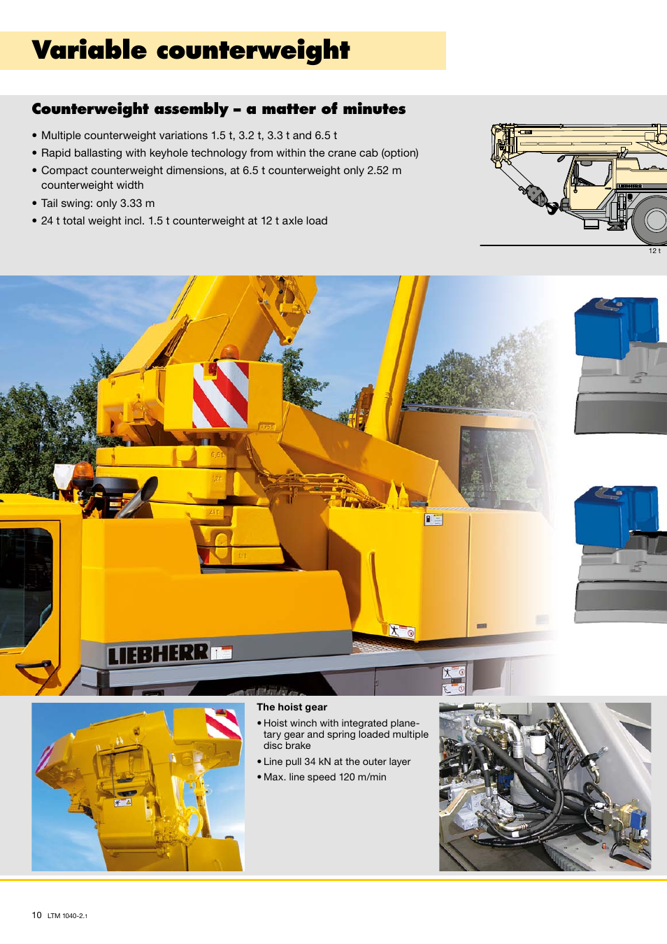 Variable counterweight, Counterweight assembly – a matter of minutes | Liebherr LTM 1040-2.1 User Manual | Page 10 / 16
