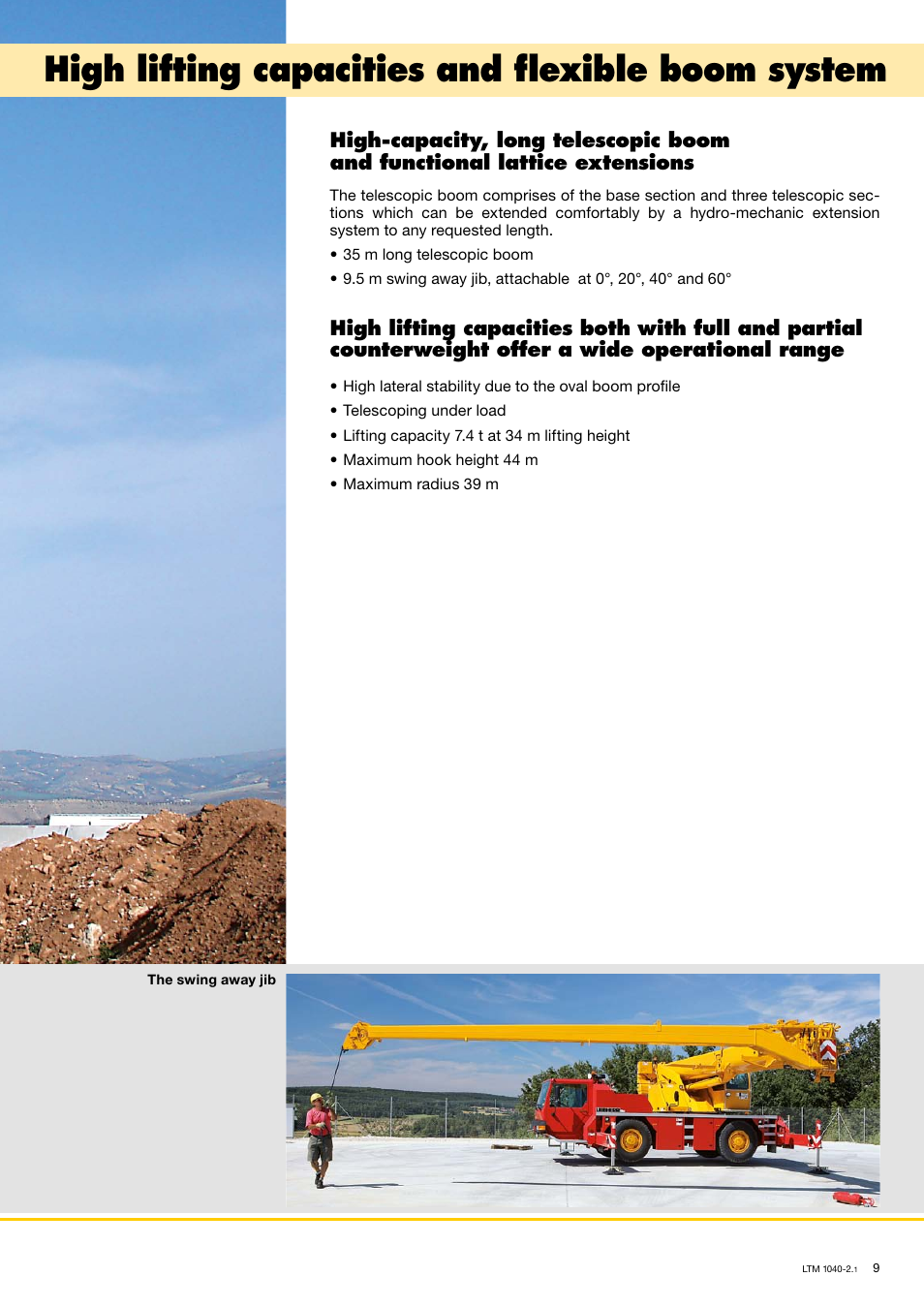 High lifting capacities and flexible boom system | Liebherr LTM 1040-2.1 User Manual | Page 9 / 16
