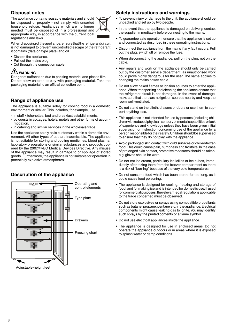 Safety instructions and warnings | Liebherr G 2433 Comfort User Manual | Page 2 / 7