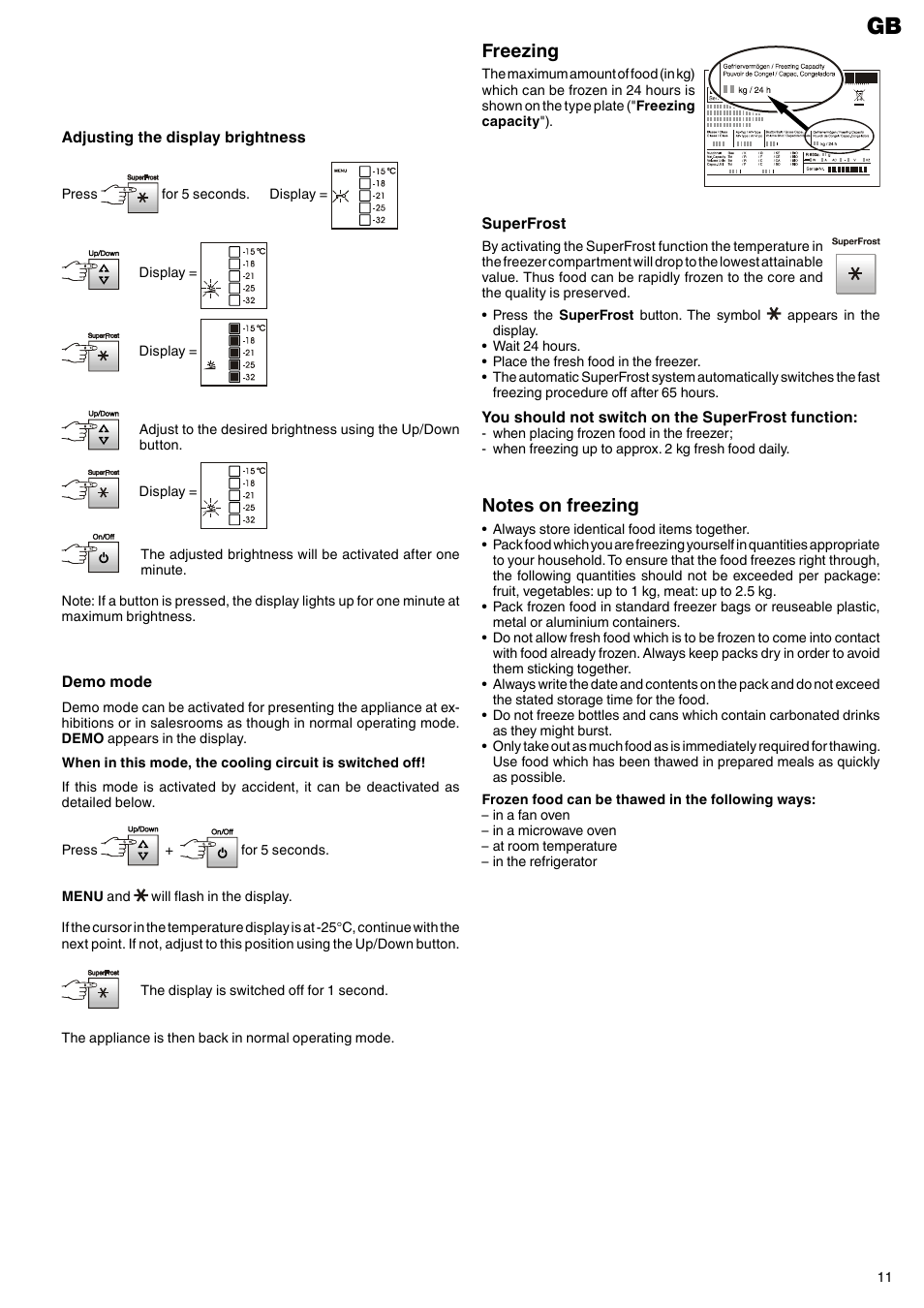 Freezing | Liebherr G 2433 Comfort User Manual | Page 5 / 7