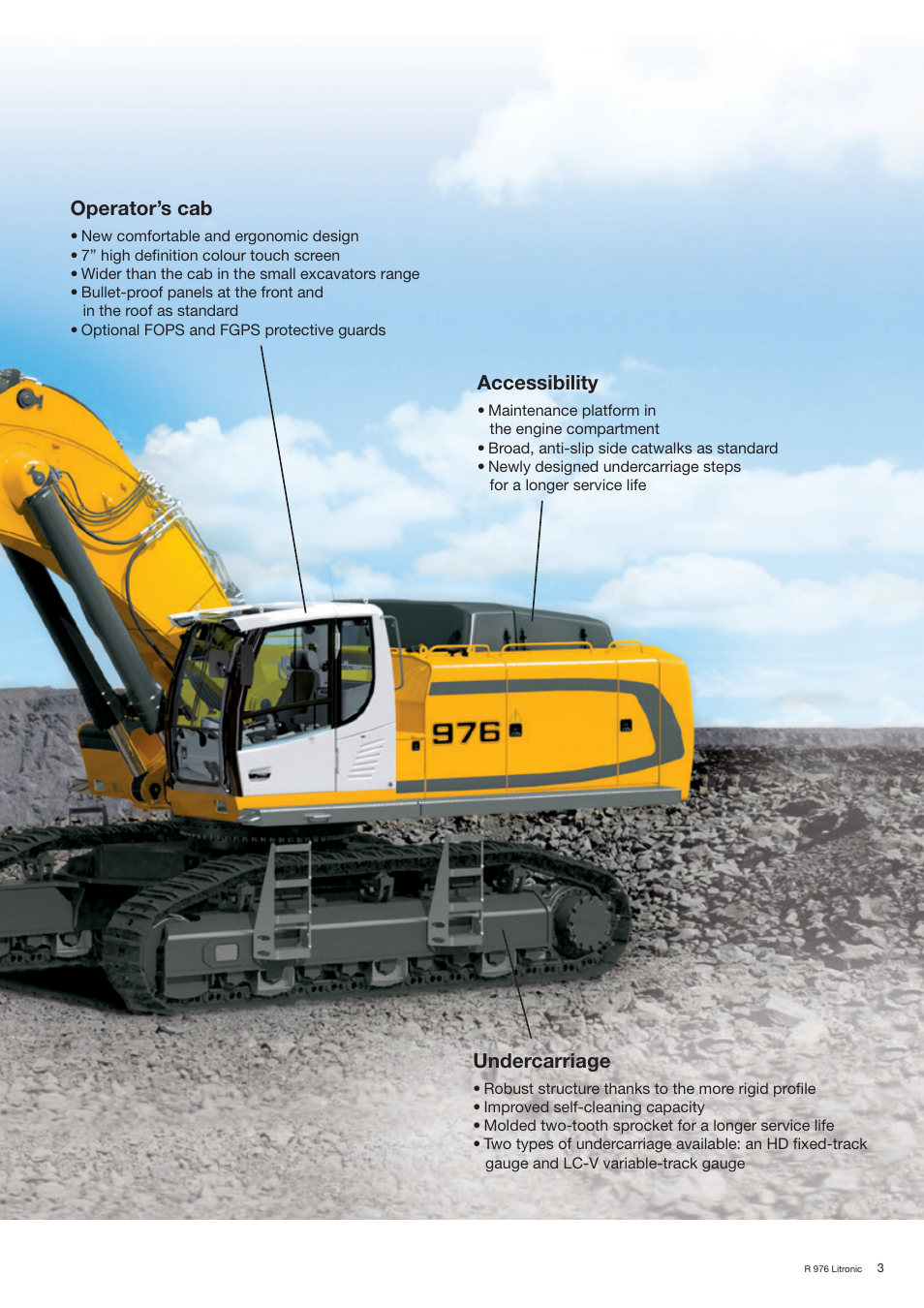 Accessibility, Operator’s cab, Undercarriage | Liebherr R 976 User Manual | Page 3 / 28