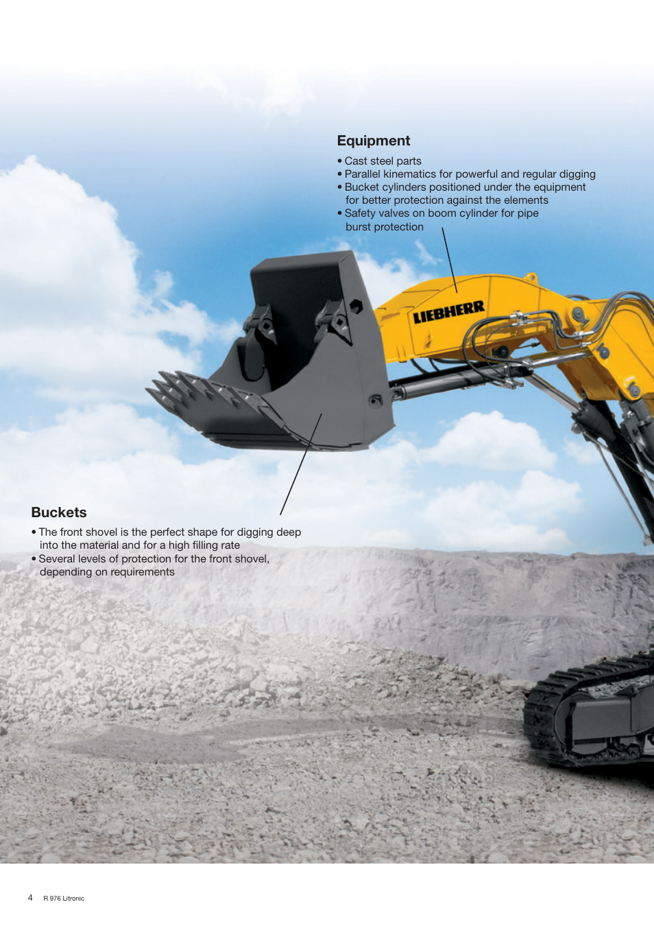 Equipment, Buckets | Liebherr R 976 User Manual | Page 4 / 28