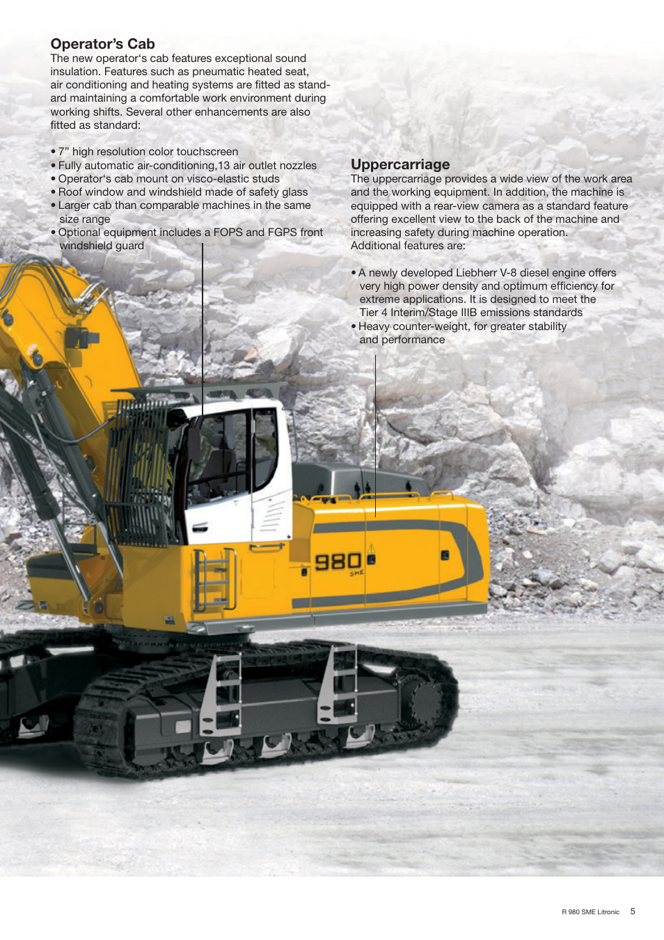 Uppercarriage, Operator’s cab | Liebherr R 980 SME User Manual | Page 5 / 16