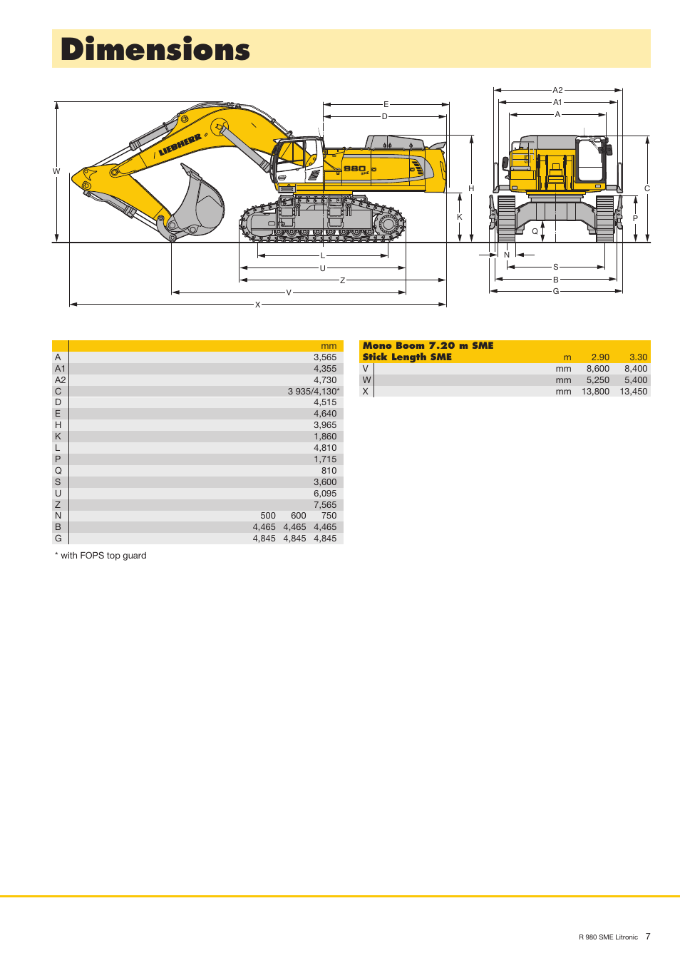 Dimensions | Liebherr R 980 SME User Manual | Page 7 / 16