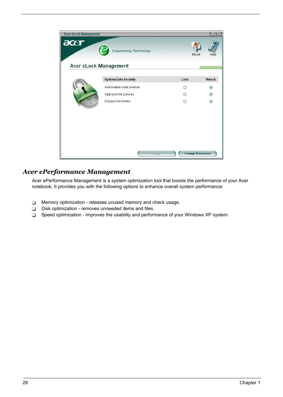 Acer eperformance management | Acer 5600 User Manual | Page 34 / 129