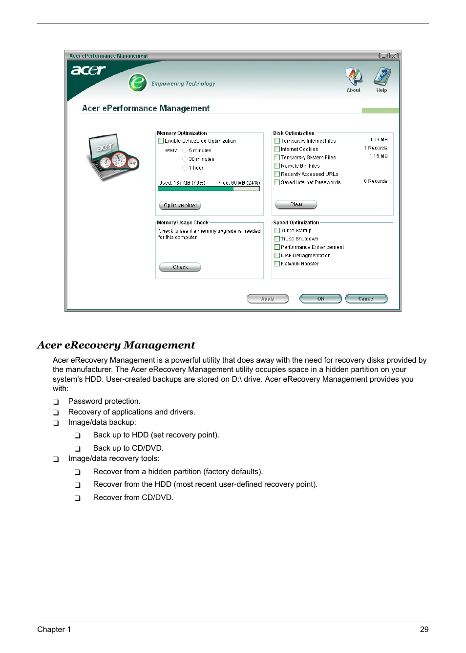 Acer erecovery management | Acer 5600 User Manual | Page 35 / 129