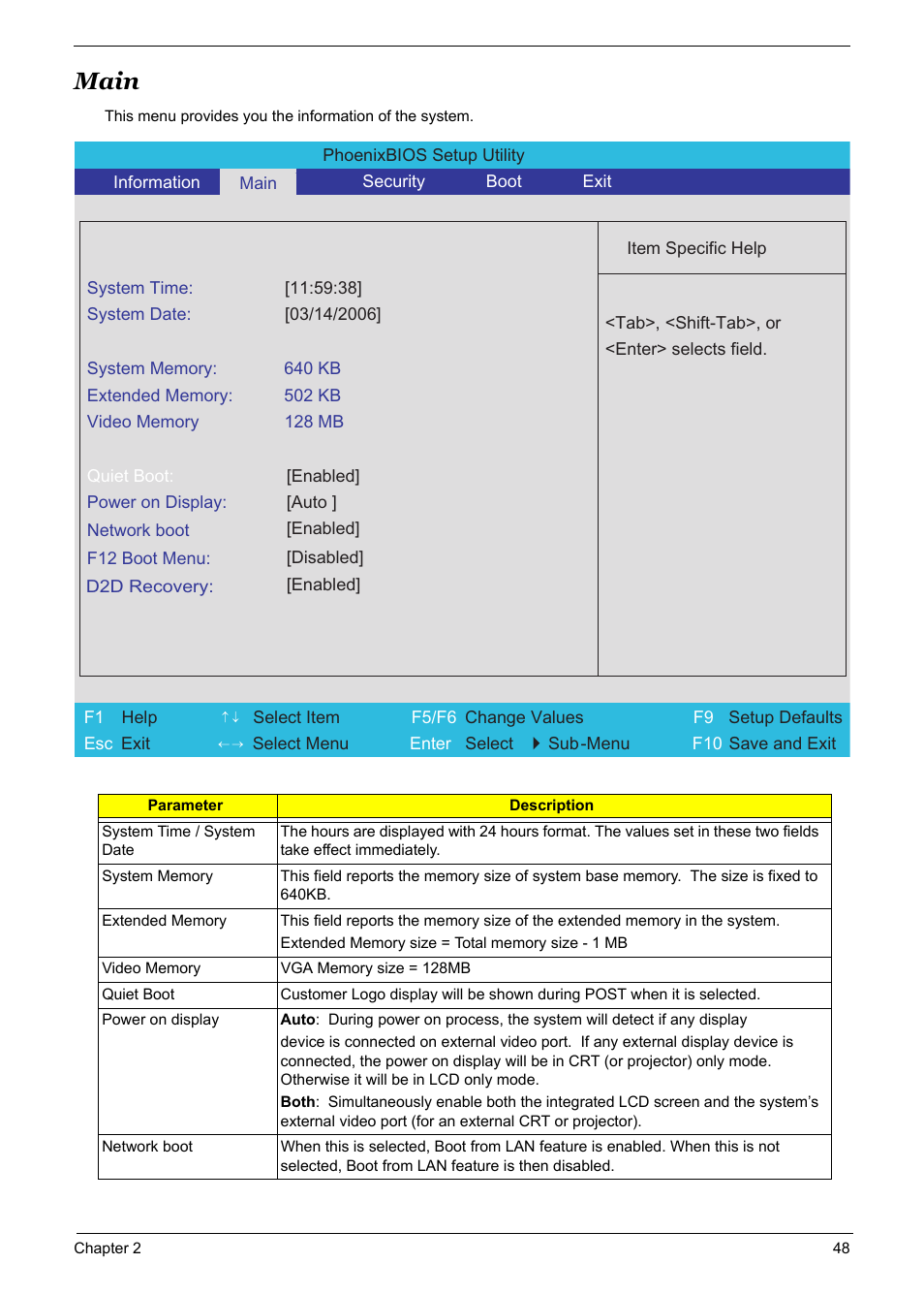 Main, Main 48 | Acer 5600 User Manual | Page 54 / 129