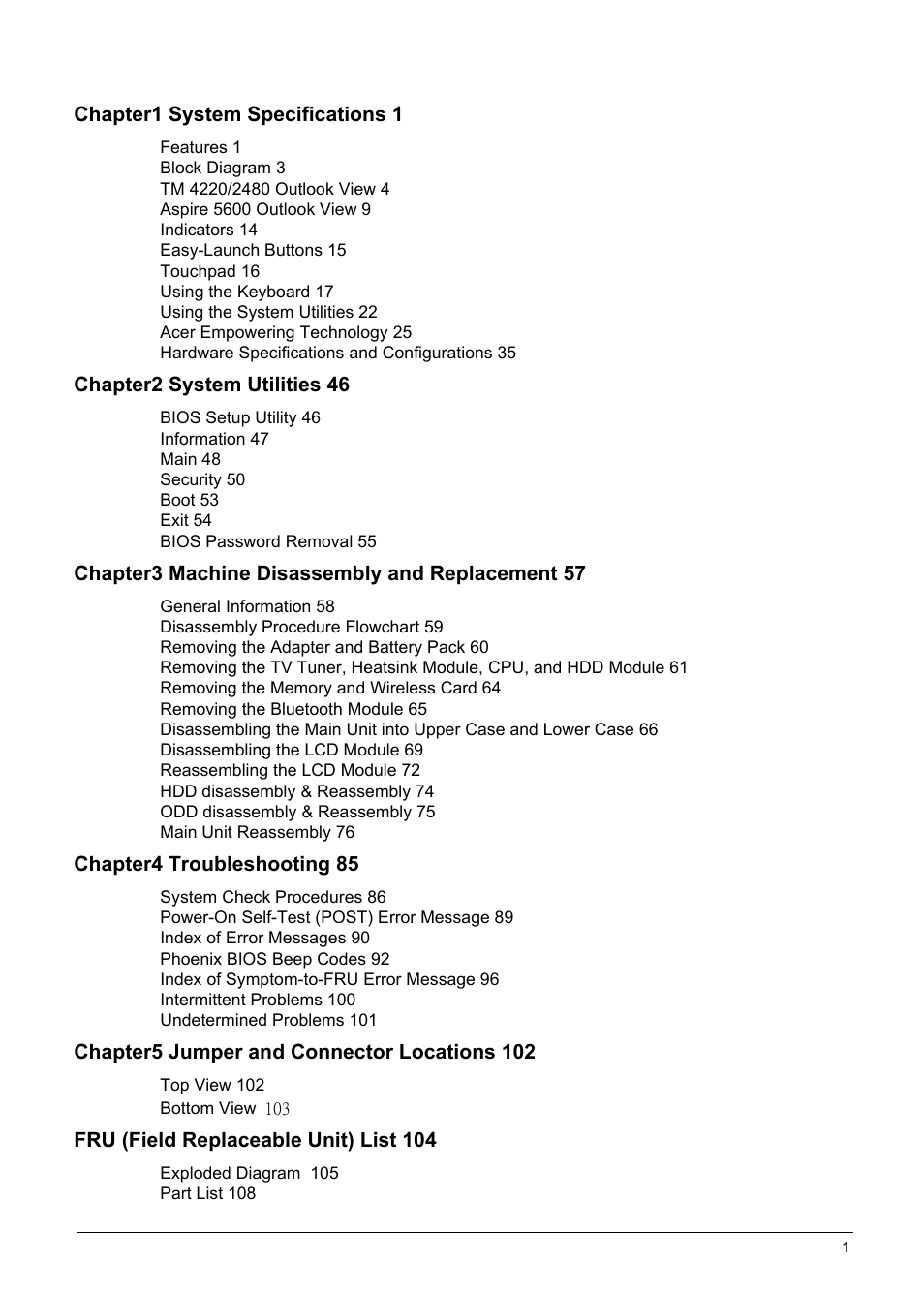 Acer 5600 User Manual | Page 6 / 129