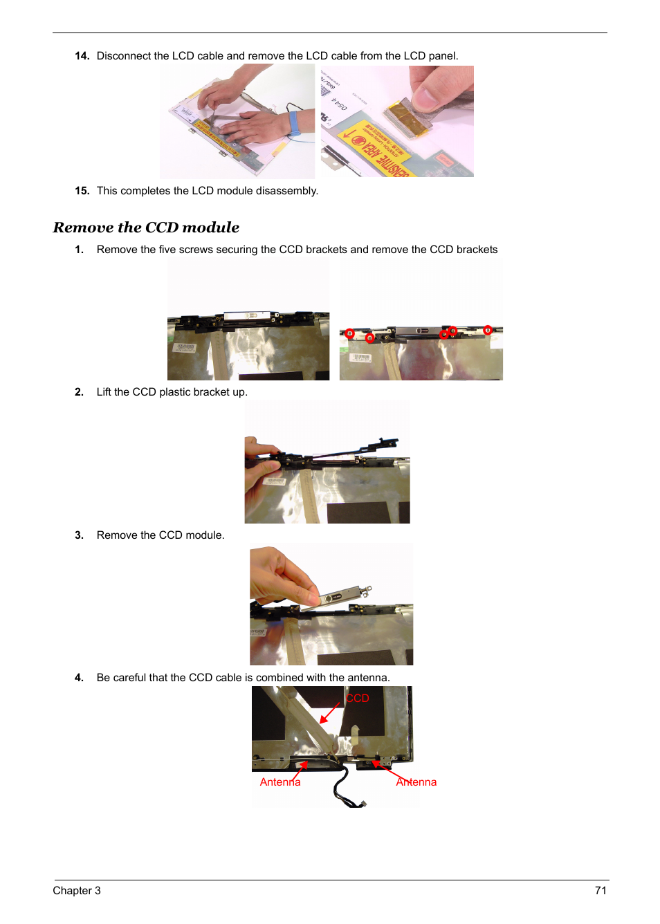 Remove the ccd module | Acer 5600 User Manual | Page 78 / 129