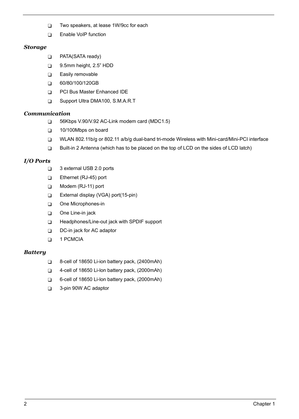 Acer 5600 User Manual | Page 8 / 129