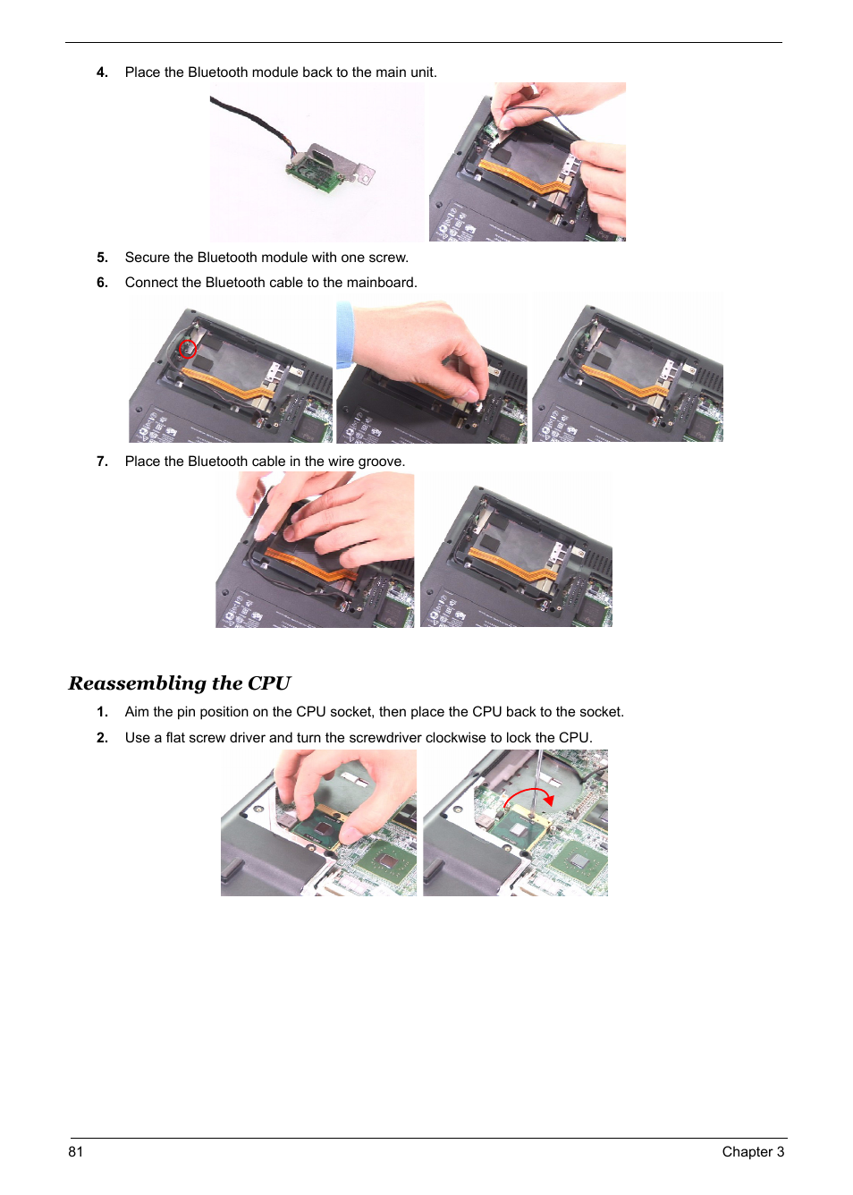 Reassembling the cpu | Acer 5600 User Manual | Page 89 / 129