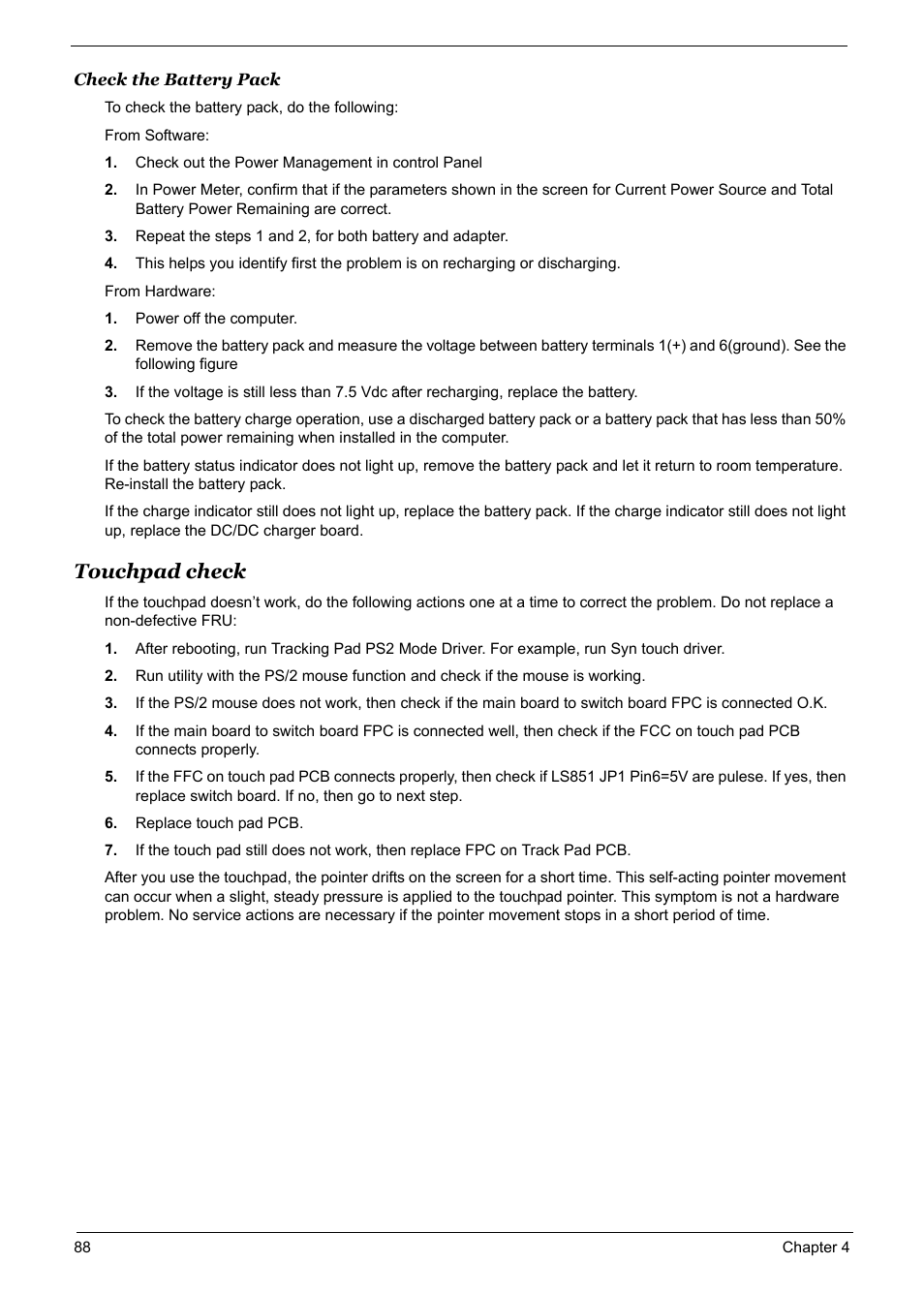 Touchpad check | Acer 5600 User Manual | Page 97 / 129