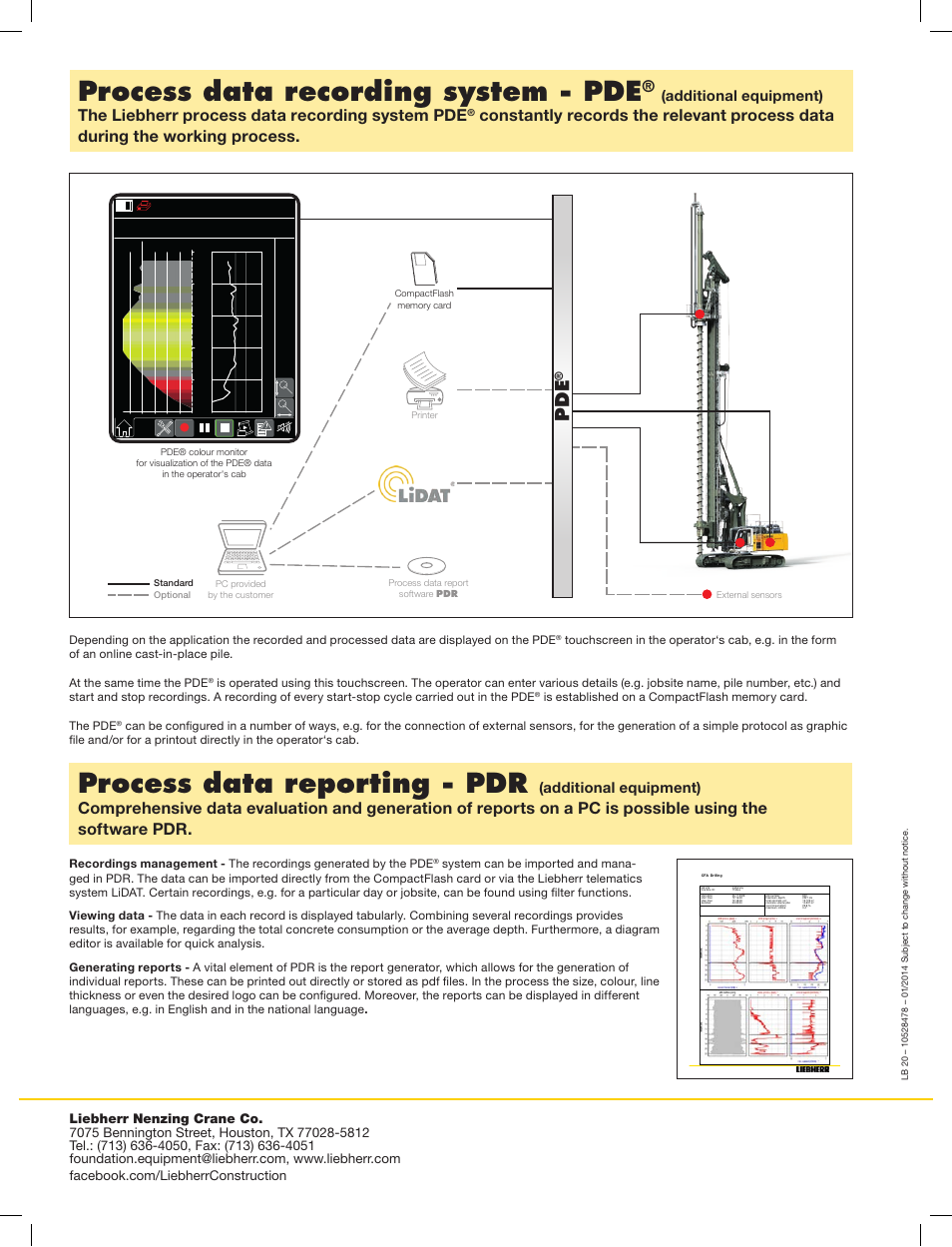 Process data recording system - pde, Process data reporting - pdr, The liebherr process data recording system pde | Additional equipment) | Liebherr LB 20 User Manual | Page 12 / 12