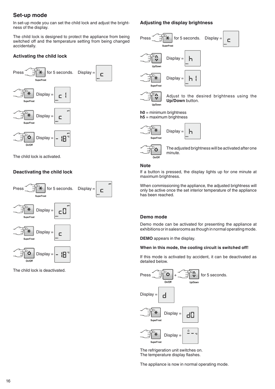 Set-up mode | Liebherr GGU 1500 Premium User Manual | Page 6 / 11