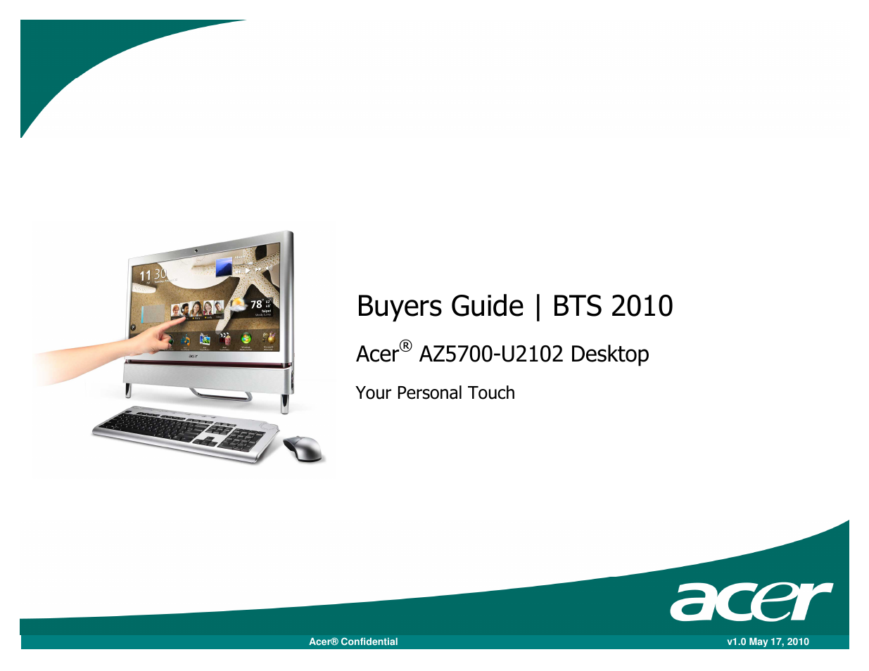 Acer AZ5700-U2102 Desktop BTS 2010 User Manual | 3 pages