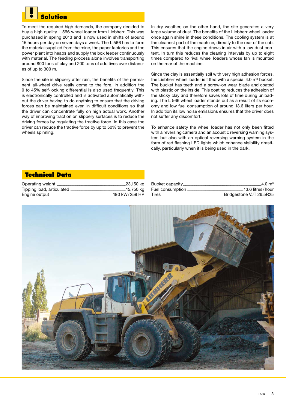 Solution, Technical data | Liebherr L 566 User Manual | Page 3 / 4