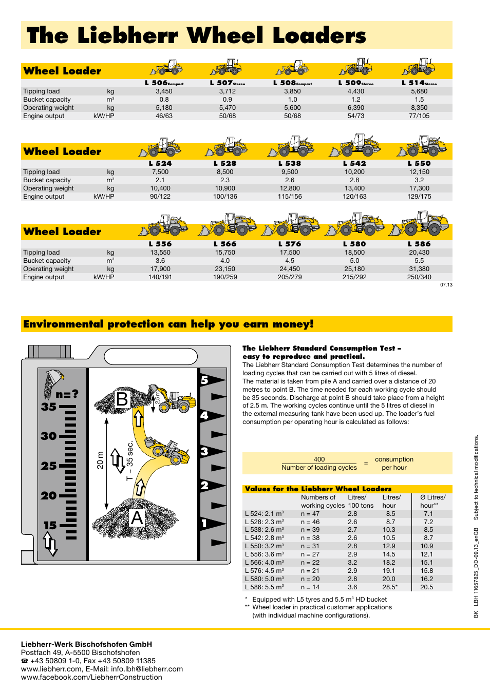 The liebherr wheel loaders, Wheel loader, Environmental protection can help you earn money | T ~ 35 sec, 20 m | Liebherr L 566 User Manual | Page 4 / 4