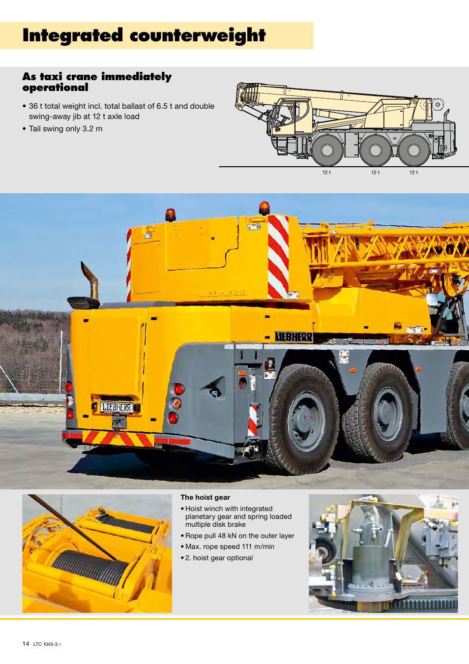 Integrated counterweight, As taxi crane immediately operational | Liebherr LTC 1045-3.1 User Manual | Page 14 / 18