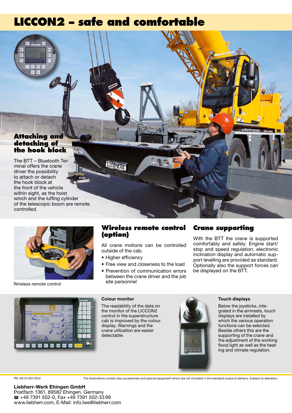 Liccon2 – safe and comfortable, Wireless remote control (option), Attaching and detaching of the hook block | Crane supporting | Liebherr LTC 1045-3.1 User Manual | Page 18 / 18